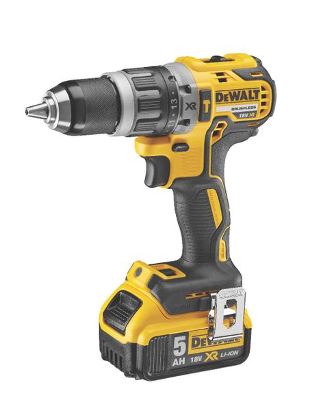Dewalt - 18V Brushless Hammer Drill &amp; 2 Batteries - Yellow