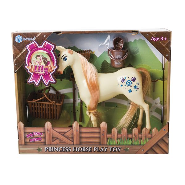 Princess Horse Play Toy With Grooming Tools - Cream (2 Pack)