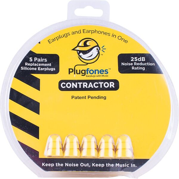 Plugfones Replacement Silicone Ear Bud Contractor Yellow