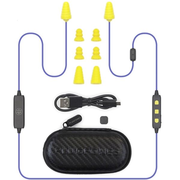 Plugfones Bluetooth Liberate Plugfone Blue &amp; Yellow Earphones With Mic &amp; Vol Cont