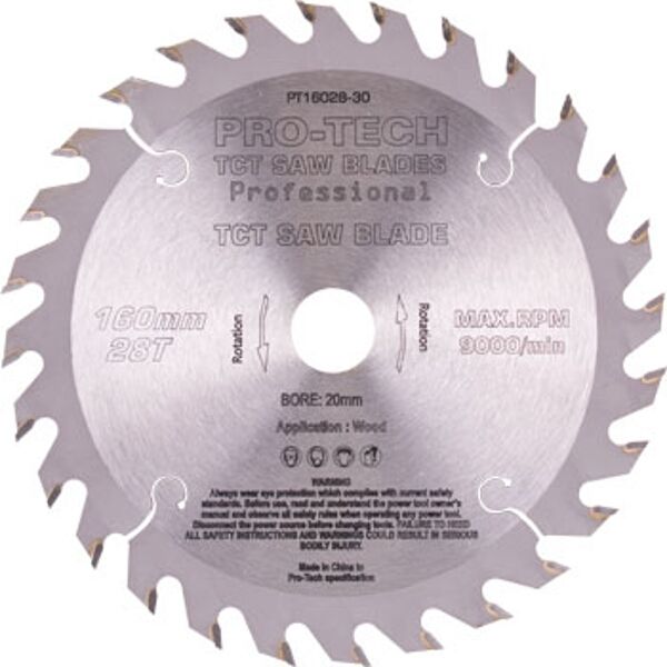 Pro-Tech Saw Blade Tct 160X2.2X20X28T Wood Prof. Pro-Tech Fes. Ts55 W28