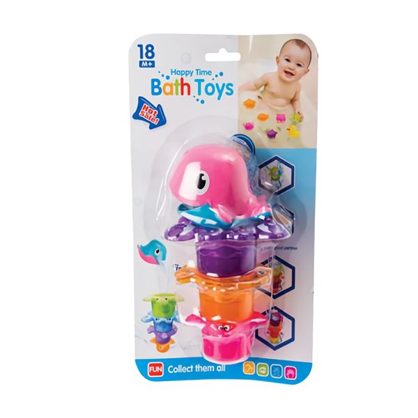 Bulk Pack x 4 Baby Bath Stacking &amp; Fishing Cups
