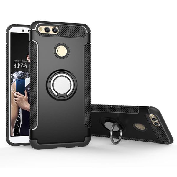 Magnetic Kickstand Ring Stand Armor Case for Huawei P10 Lite Silver