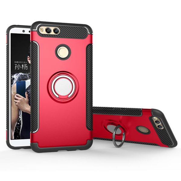 Magnetic Kickstand Ring Stand Armor Case for Huawei P10 Lite Silver
