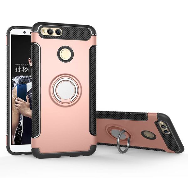 Magnetic Kickstand Ring Stand Armor Case for Huawei P10 Lite Silver