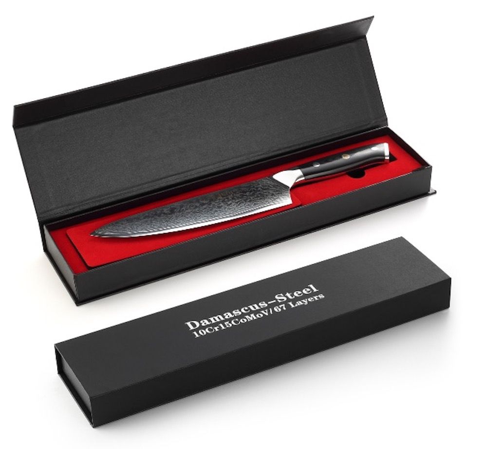 Damascus Steel Chef Knife 20.3cm Mosaic Rivet & G10 Handle Buy