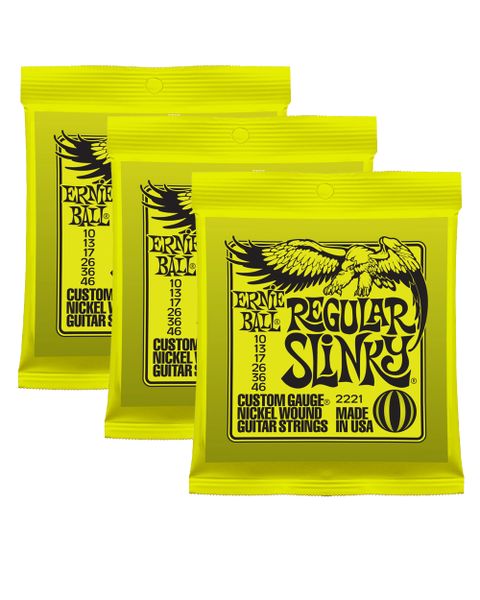 Ernie Ball Regular Slinky Electric Guitar Strings Pack of 3