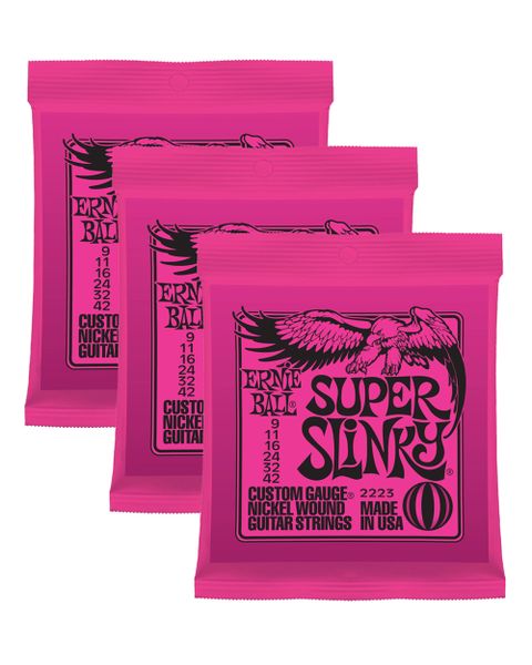 Ernie Ball Super Slinky Nickel Wound Guitar Strings Pack Of 3