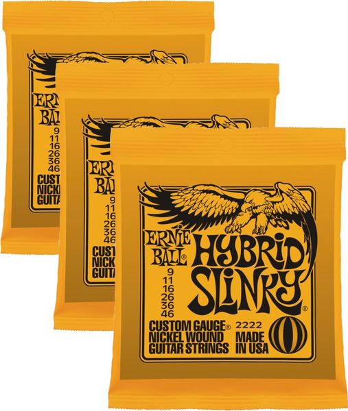 Ernie Ball Hybrid Slinky Nickel Wound Guitar Strings Pack Of 3
