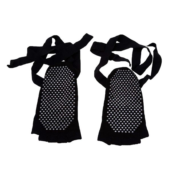 Women Silicone Anti Skid Toeless Grip Yoga Socks with Ribbon