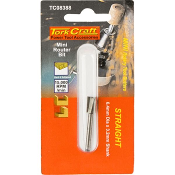 Tork Craft Mini Router Bit 6.4mm Straight 3.2mm Shank
