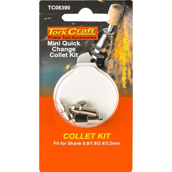 Tork Craft Mini Quick Change Collet Kit 0.8/1.6/2.4/3.2mm