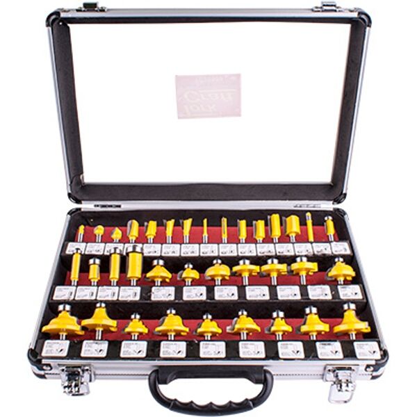 Tork Craft Router Bit Set 35 Piece Alum.Case Glass 1/4