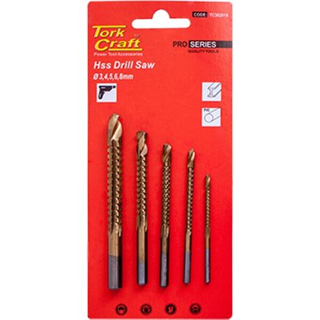 Tork Craft Drill Saw Set Hss Tin.Coated 3-4-5-6-8