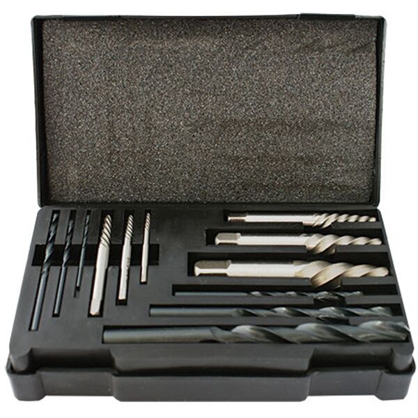 Tork Craft Screw Extractor Set 12 Piece W/ Drill Bits for m3