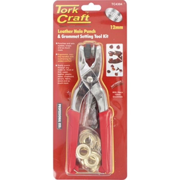 Tork Craft Grommet Setting Tool Kit C/W 10 Piece Eyelets 12mm