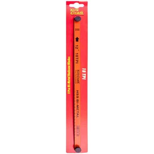 Tork Craft 2 Piece Hacksaw Blade Bi-Metal 18Tx300 Hanging Card