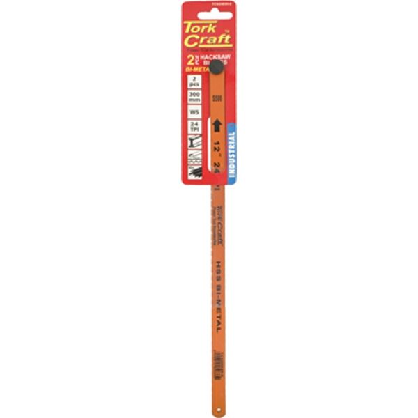 Tork Craft 2 Piece Hacksaw Blade Bi-Metal 24Tx300 Hanging Card