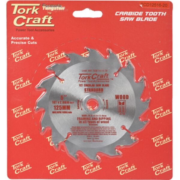 Tork Craft Blade TCT 125 x 16T 20/13 General Purpose Wood