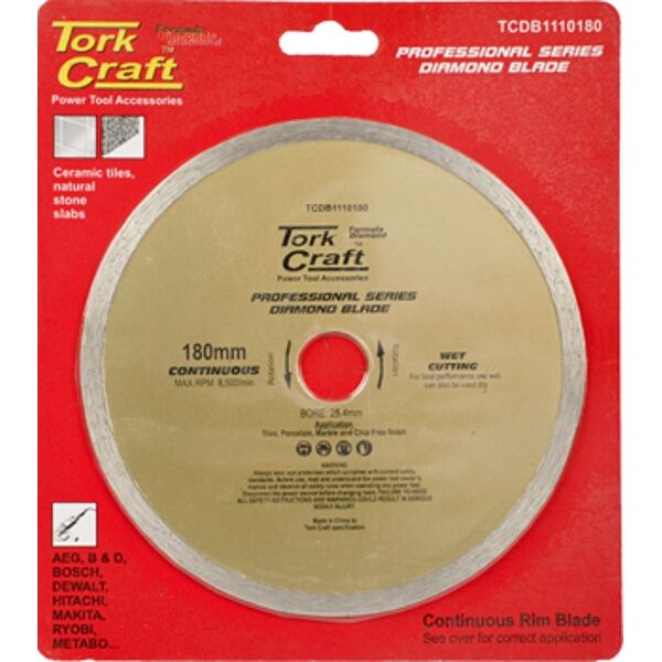 Tork Craft Diamond Blade 180x25.4 Cont.Rim