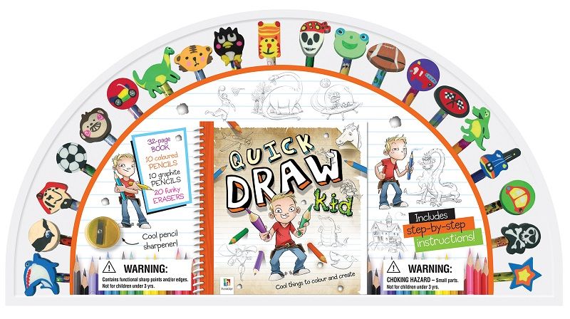 Quick Draw Kid - 20 Pencil and Eraser Fan Sets