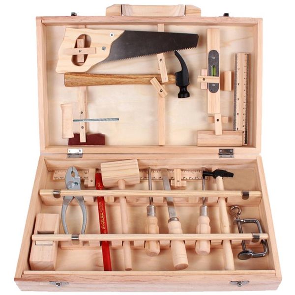 Multifunctional Wooden Toolbox Puzzle Storage Box Set - 16 Piece