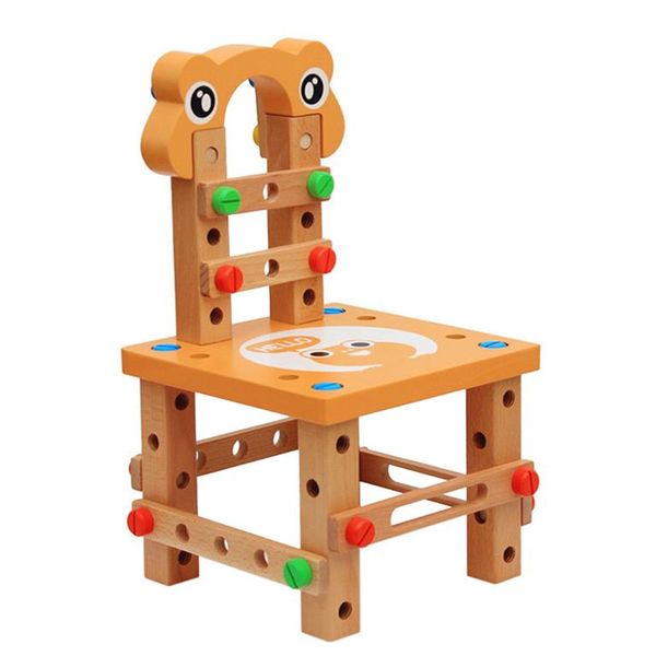 Wooden Disassembly Workbench Chair Kit for Kids - Orange
