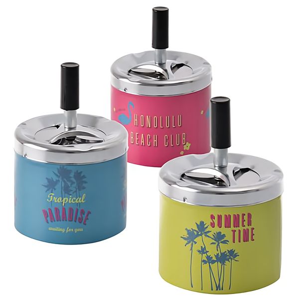 Bulk Pack x 3 Spinning Metal Ashtray 9cm