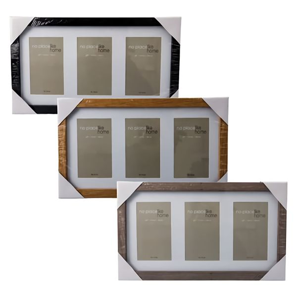 Bulk Pack x 3 Picture-Frame Collage Wooden 36x19cm