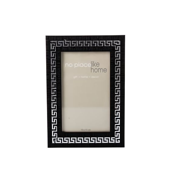 Bulk Pack x 6 Picture-Frame Plastic Embossed Black with Silver 10x15