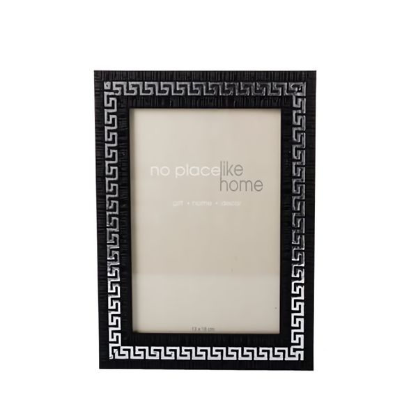 Bulk Pack x 6 Picture-Frame Plastic Embossed Black with Silver 10x15