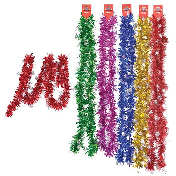 Bulk Pack x 6 Xmas Garlands Tinsel 2m