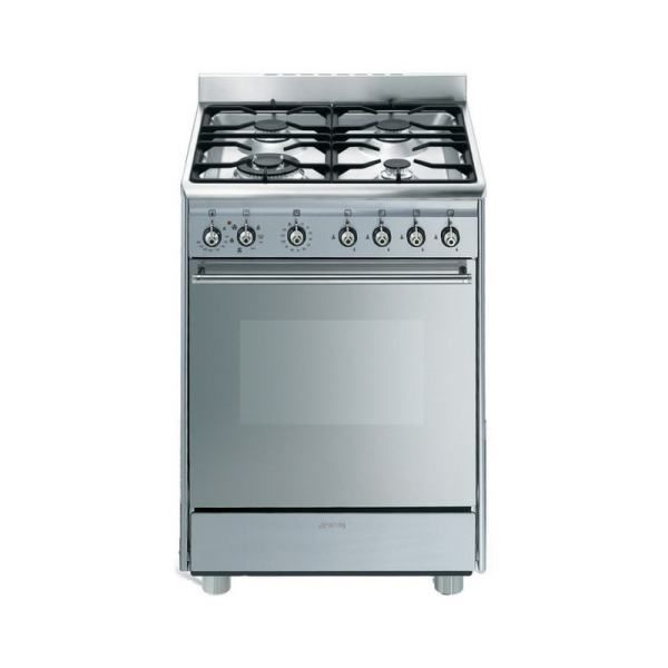 Smeg 60cm Stainless Steel Concert Cooker with 4 Burner Gas Hob