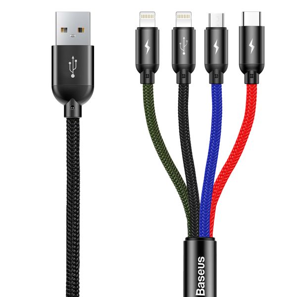 Baseus 1.2m - 3.5A 4in1 PrimeC USB Type-A to 2 Lightning/Micro/Type-C Cable