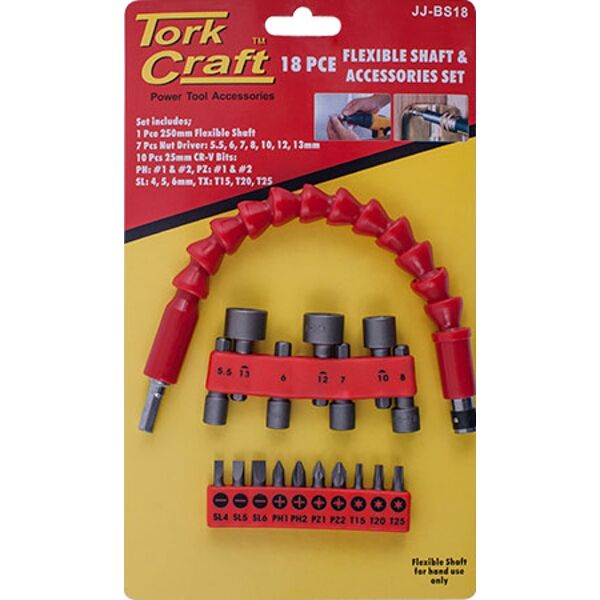 Tork Craft 18 Piece Flex. Shaft &amp; Nutsetter Set