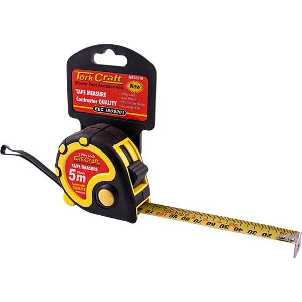 Tork Craft Measuring Tape Multi Lock 5M x 19mm Rubber Casing Matt Finish