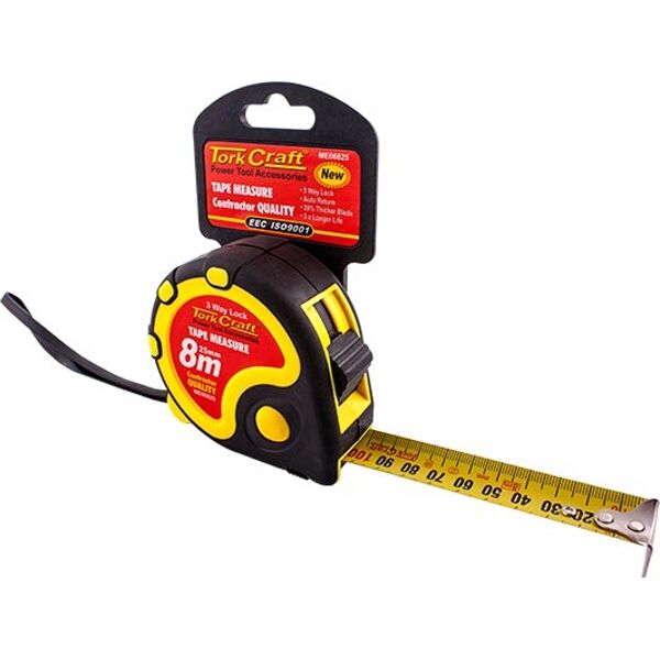 Tork Craft Measuring Tape Multi Lock 8M x 25mm Rubber Casing Matt Finish
