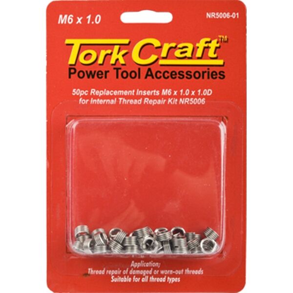 Tork Craft Thread Repair Kit M6 x 1.0 x 1.0mm Repl. Inserts for Nr5006