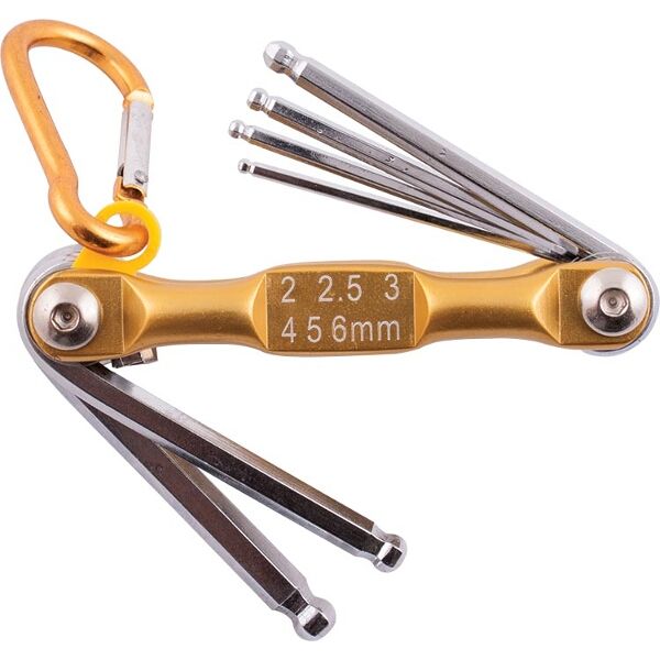 Tork Craft Folding Key Set Ball Point 2-2.5-3-4-5-6 Yellow Chrome Plated