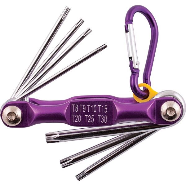 Tork Craft Folding Key Set Torx T8-9-10-15-20-25-30 Purple Chrome Plated
