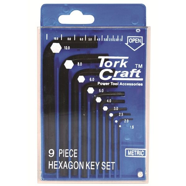 Tork Craft Hex Key Set 9 Piece 1.5-10mm Cr-V In Plastic Case