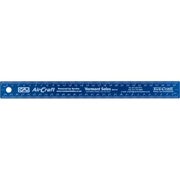 Tork Craft 300mm Cork Backed Stainless Steel Ruler Blue