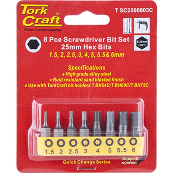 Tork Craft S/Driver Bit Set 8 Piece Hex H1.5-H6 | Shop Today. Get it ...