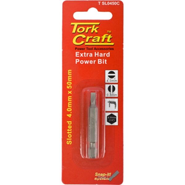 Tork Craft S/D Power Bit 4mmx50mm Slotted 1/Cd