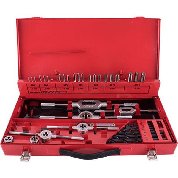 Tork Craft Tap &amp; Die Set 44 Piece 3-12mm HSS In Metal Case