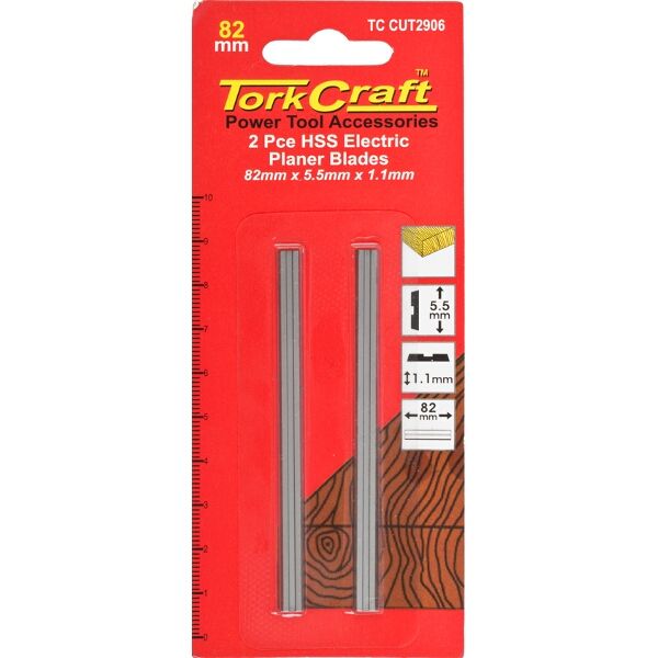 Tork Craft Planer Blades 82mm x 5.5mm x 1.1mm HSS Insert 2 Piece