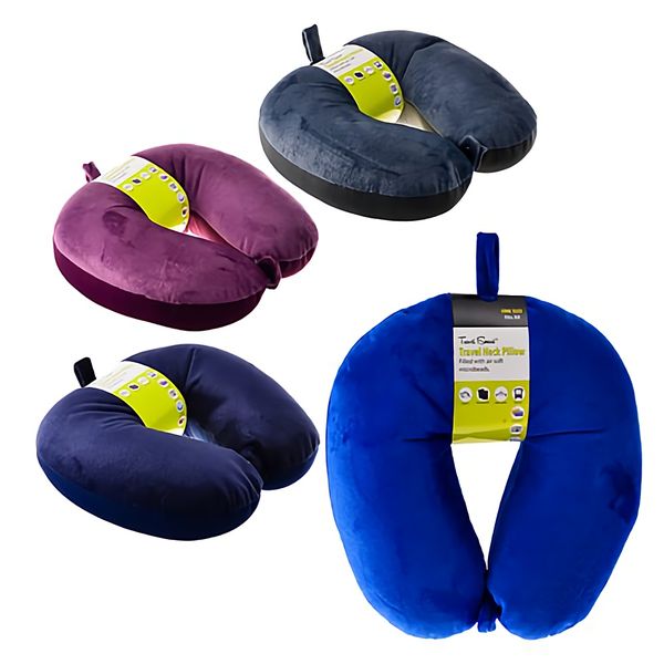 Bulk Pack x 4 Travel Neck-Pillow With Fastener (Foam Filled)