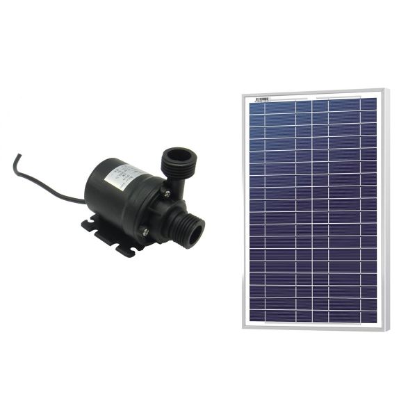 12Vdc 800L/hr 5m Pump + 20W 12V Solar Polycrystalline Panel Combo