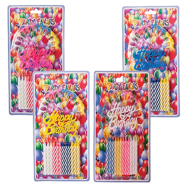 Bulk Pack x 4 Birthday Candles &amp; Holders - Box of 25