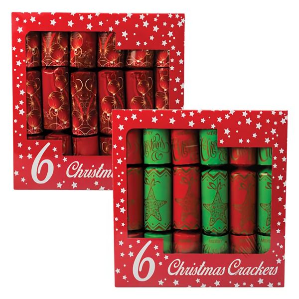 Bulk Pack x 4 Xmas Crackers Traditional - 6 Piece
